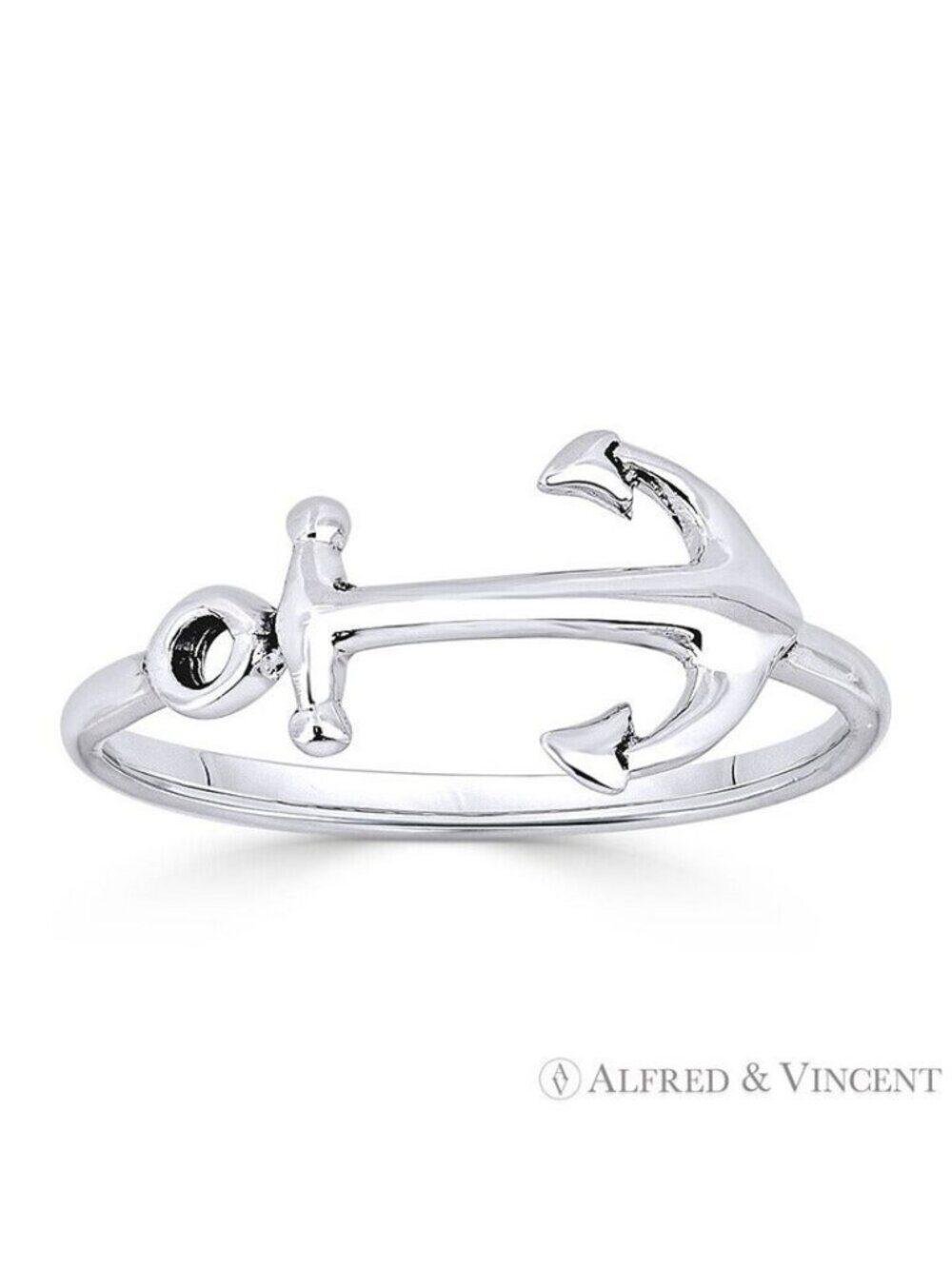 Anchor Sailor's Luck Charm Stackable Ring in .925 Sterling Silver - Size 9